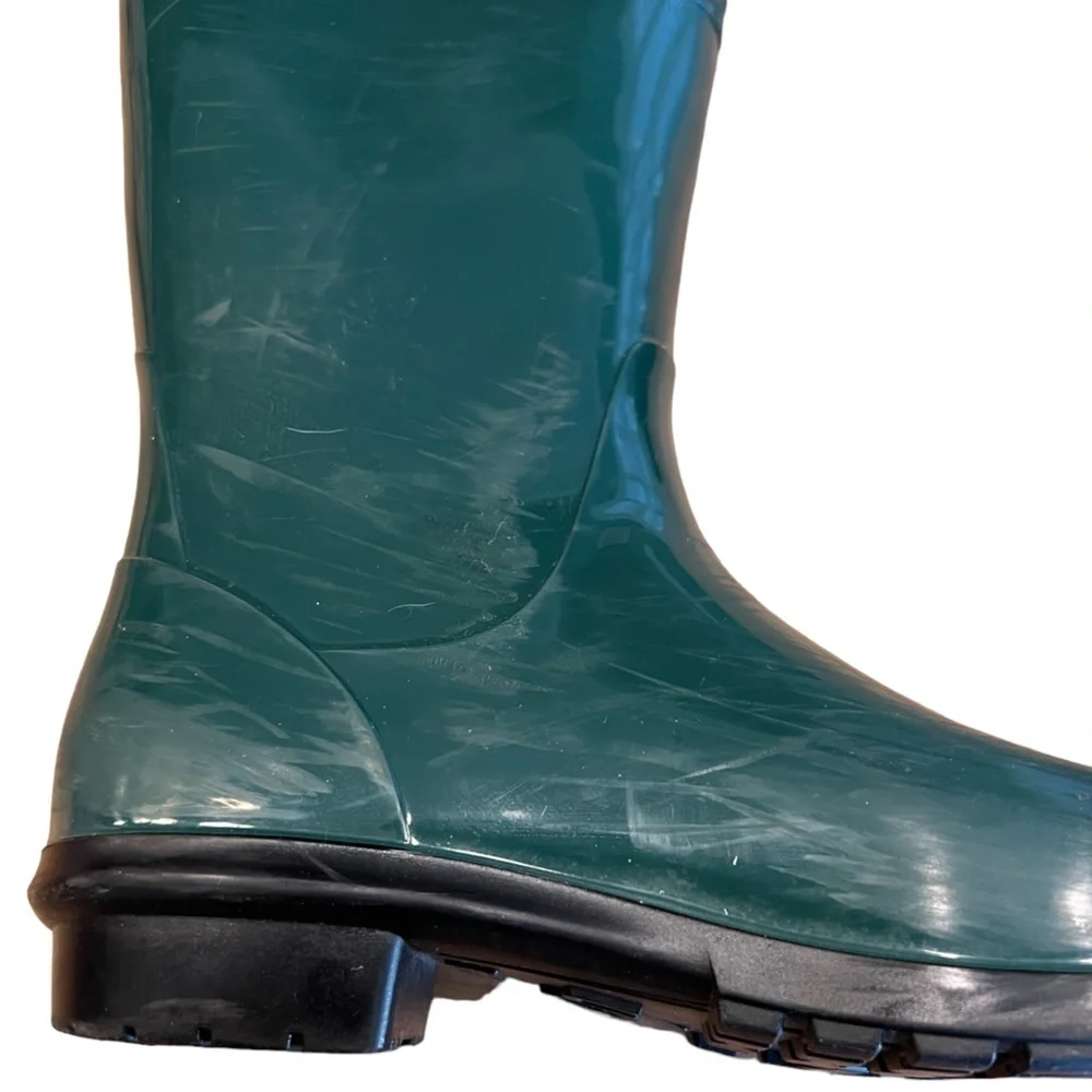 UGG Pine Green Rubber Waterproof Fabric Lined Mid Calf Rain Boots Women’s Sz 8 - Picture 11 of 13